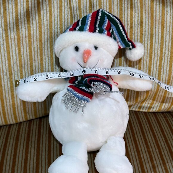 Commonwealth Snowman Plush Toy Striped Hat Scarf 14" Christmas Holiday Stuffed - Picture 8 of 8